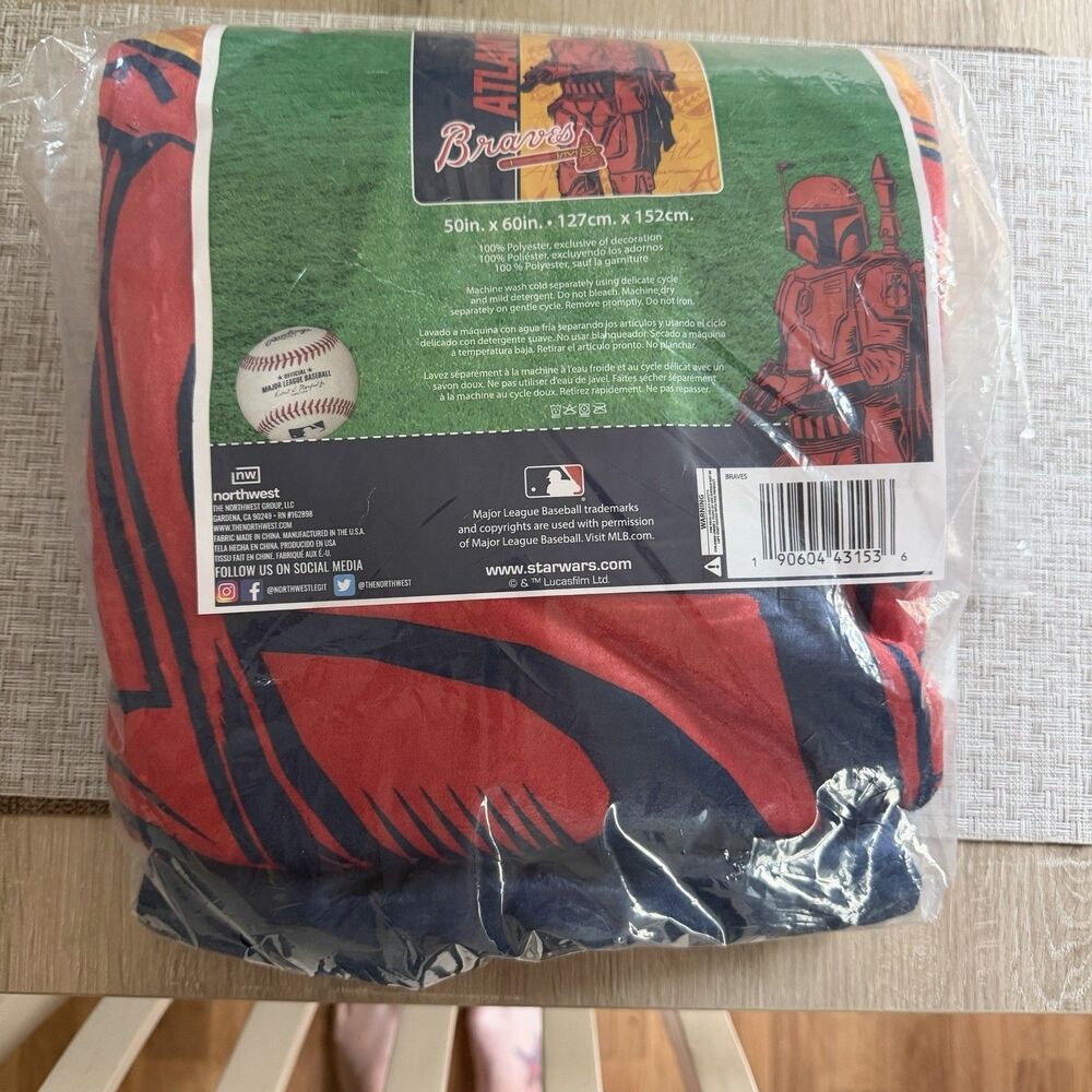 Atlanta Braves Star Wars Silk Touch Throw Blanket 50x60 MLB Northwest NEW